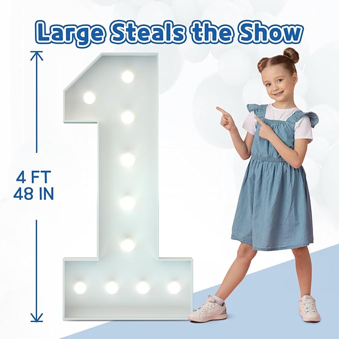 Marquee Numbers 4 Feet Tall Big Light Up Numbers 80th Birthday Decorations Women Men White Anniversary Party Decor Large Cardboard Prop Backdrop Sign 80