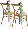 Meldel 10Pcs Elegnat Wedding Chair Back Decorations Aisle Artificial Blue White Rose Flowers Garland with Ribbion for Ceremony Reception and Reception Seating Arrangements Party Outdoor Decor