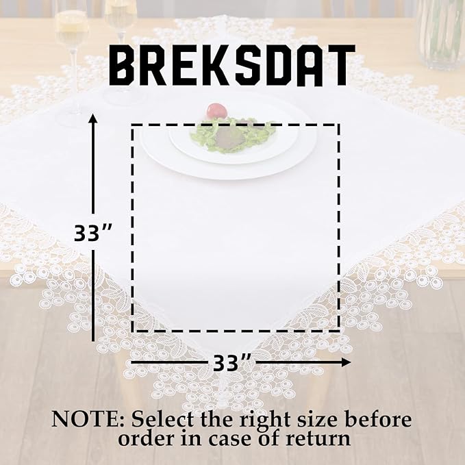 White lace Premium Square Farmhouse Tablecloth Waterproof OilProof SpillProof AntiShrink Soft Wrinkle Resistant Decorative Fabric Table Cover Kitchen Dinning Party Wedding Banquet