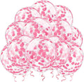 Pink Confetti Balloons, 25 Pcs Thickened 12 Inch Clear Latex Balloon with Confetti Inside for Graduation Decorations Engagement Bridal Shower Party Baby Shower Birthday Party Decorations Supplies