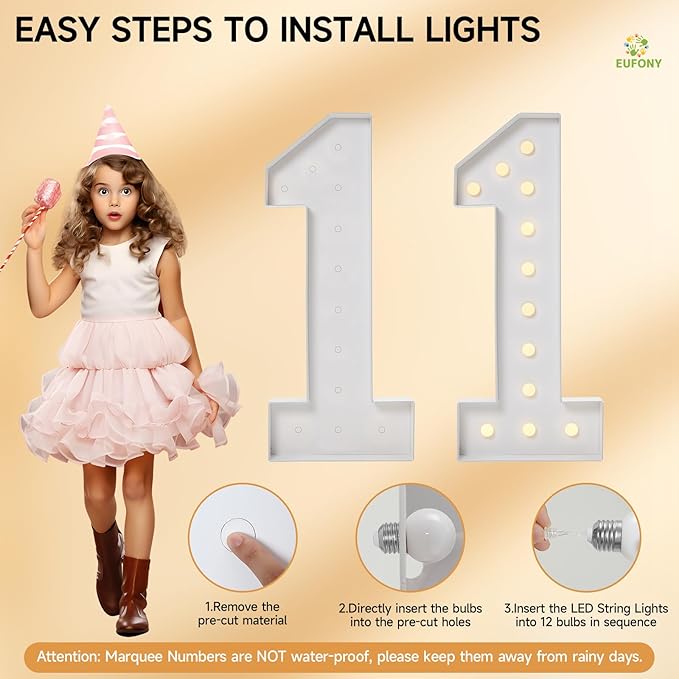 4FT Marquee Numbers, Large Light Up Numbers 6 for 6th 16th 60th Birthday Party Decorations, Giant Light Up Number for Anniversary Decor, 4 Feet Mosaic Number 6 with LED Lights DIY Kit