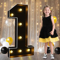 Pooqla 3FT Marquee Light Up Numbers, Black Lighted Party Decor for her him Women Men, Giant Mosaic Light Up Numbers for 1st 16th 21st Birthday Anniversary Decoration, Number 1