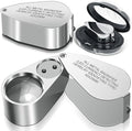 Leffis 2 Pack 40X Jewelers Loupe Magnifier Magnifying Glasses, LED/UV Illuminated Jewelry Loop Pocket Folding Magnifying Glass with Metal Construction for Jewelry, Stamp, Rock Collecting
