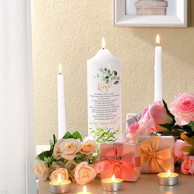 Frienda Unity Candles for Wedding Ceremony Set Wedding Unity Taper Candles Catholic Religious Ceremony Accessories(Leaf Style)