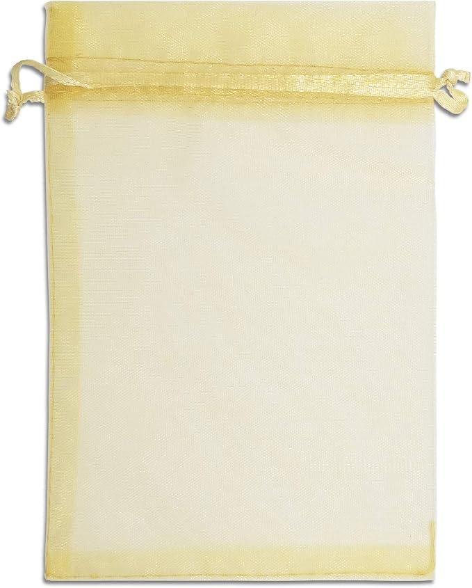 TheDisplayGuys 48-Pack 4x6 Gold Sheer Organza Gift Bags with Drawstring, Jewelry Candy Treat Wedding Party Favors Mesh Pouch