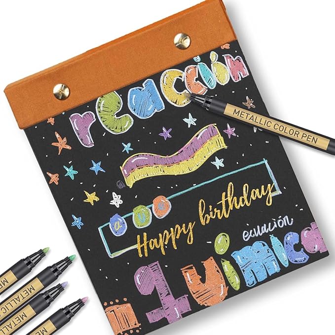 JR.WHITE Metallic Paint Markers, 10 Colors for Rock Painting, Black Paper, Scrapbook, Photo Album, DIY Arts & Crafts, Glass, Wood, Card Making