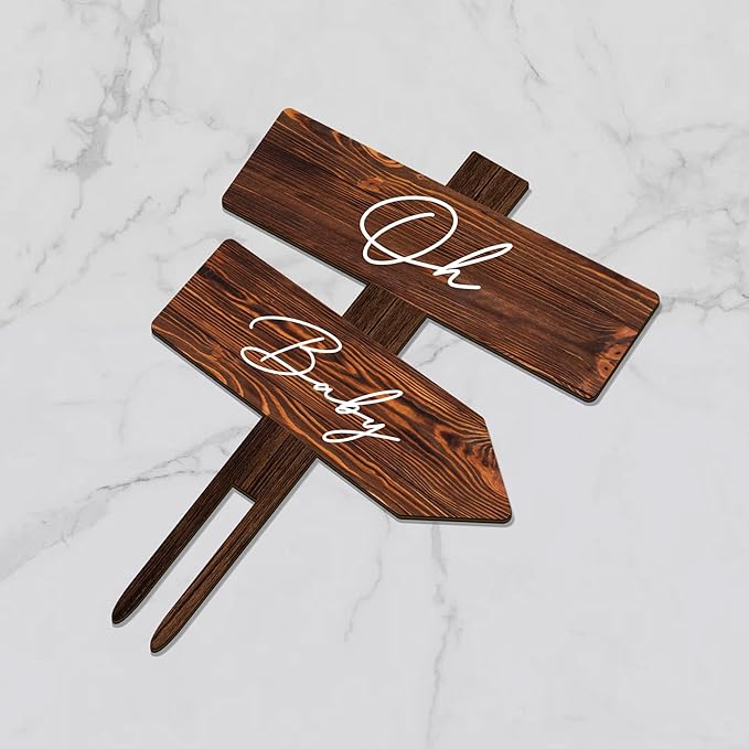 Rustic Oh Baby Cake Topper in Wood Baby Shower Party Cake Decoration for Baby Boy Baby Girl