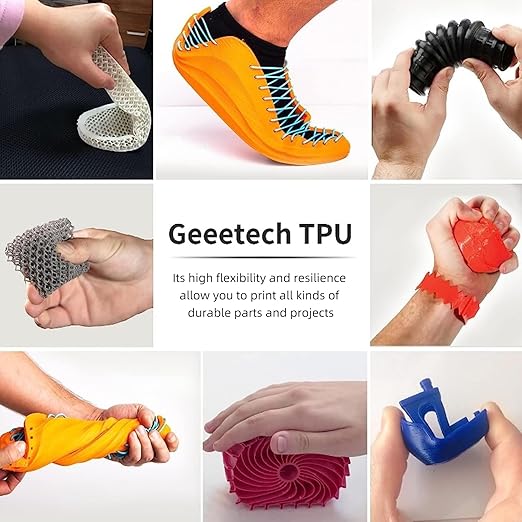 Geeetech TPU Filament 1.75mm, 95A Flexible 3D Printer Filament with High Elasticity, 1KG (2.2lbs) Spool, Dimensional Accuracy ±0.03mm, Fits Most FDM Printers, Red