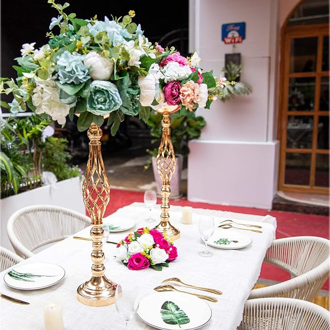 Wedding Centerpieces for Reception Tables, Twist Candleholder Stands, Flower Arrangement Vases, Metal Centerpieces for Wedding Road-Leading Party Home Decor
