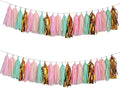 Shiny Tassel Garland Tissue Paper Tassel Banner,Tassels Party Decorations for Wedding,Birthday,Bridal/Baby Shower,Pack of 20 (Gold/Mint/Peach/Pink)