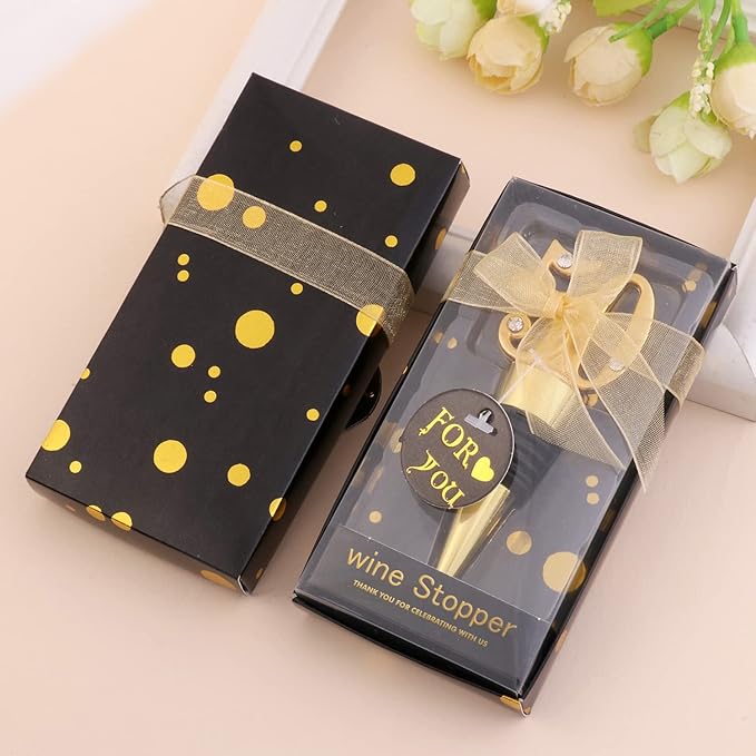 12 Pack 50th Birthday Party Favors-50 Years Old Wine Stopper for 50th Wedding Anniversary Party Souvenrs, Black and Gold Theme Birthday Party Gifts Decorations for Guests (black 50, 12)