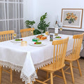 White lace Premium Rectangle Farmhouse Tablecloth Waterproof OilProof SpillProof AntiShrink Soft Wrinkle Resistant Decorative Fabric Table Cover Kitchen Dinning Party Wedding Banquet