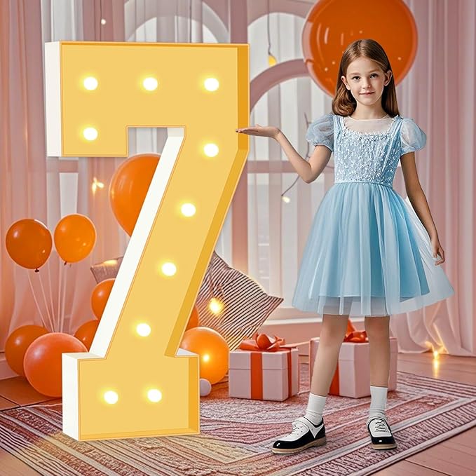 4FT Marquee Light Up Numbers 7, Warm White Marquee Numbers for 17th 70th Birthday Party Decor, LED Light Numbers for Graduation, Wedding, Engagement, Holiday Party Backdrop Arch Decoration
