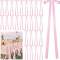 24 Pcs Large Wedding Pink Ribbon Bows for Wedding Chairs Decorative Ribbon Sashes for Pew Back Elegant Ceremony Ribbons for Bridal Shower Banquet Marriage Ceremony