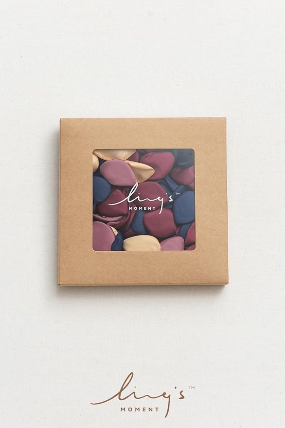 Ling's Moment Rose Petals, Silk Flower Petals for Wedding/Aisle/Flower Girl Baskets/Table Centerpiece Décor,etc.Burgundy Navy Gold 400pcs