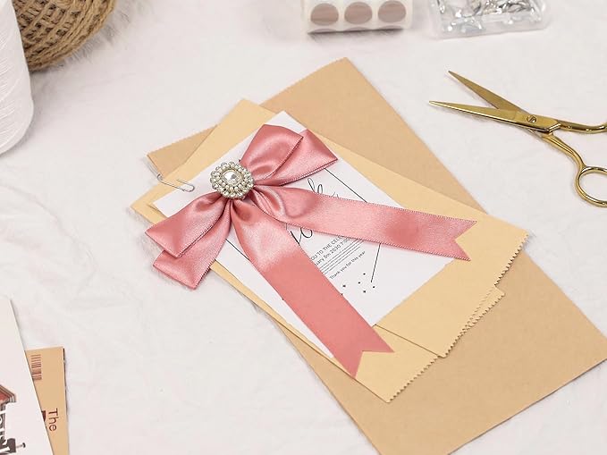 Rose Gold Satin Ribbon 1 inch X Continuous 50 Yards, Single Face Polyester Ribbon Perfect for Gift Wrapping, Flower Bouquet, Wedding Decor, Crafts, Bow Making, Sewing and More