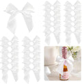 4.5" Satin Ribbon White Bows for Gift Wrapping, Twist Tie Bows, Cute Bows for Crafts, Party Favors, Premade Bows Pre-Tied Decorative Bows for Flower Bouquets Candy Apple Bows-24 Counts