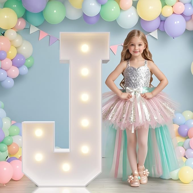 JoyMuse Marquee Letters 3 Feet Tall, Light Up Letters 3FT with Lights, Large Letters for Party, Letter J Light Up Letters for Baby Shower Wedding Proposal Graduation Birthday Decorations