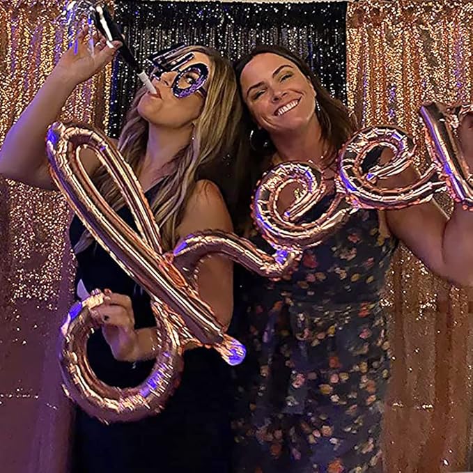 Rose Gold Curtain Backdrop 4FTx8FT 2 Panels Rose Gold Sequin Curtains for Backdrop Decoration Glitter Photo Background for Wedding Baby Shower Parties