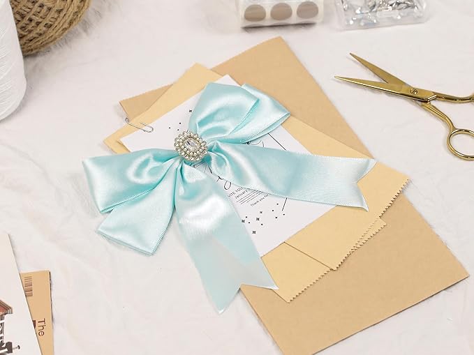 Light Blue Satin Ribbon 1-1/2 inch X Continuous 50 Yards, Single Face Polyester Ribbon Perfect for Gift Wrapping, Flower Bouquet, Wedding Decor, Crafts, Bow Making, Sewing and More