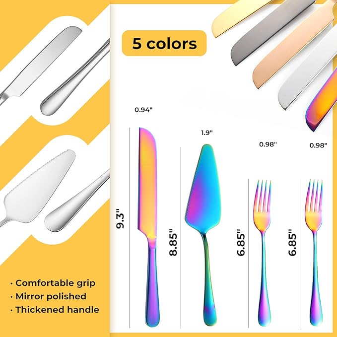 Personalized Wedding Cake Knife and Server Set Stainless Steel Forks Cake Cutter Server Engraved Cake Cutting Set for Wedding Anniversary Engagement Birthday Gifts