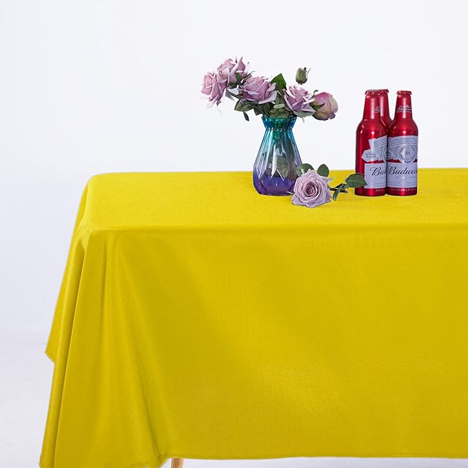 Ascoza 2pack 60x102 Inch Yellow Rectangular Tablecloth 6 Feet Table Cloth in Polyester Fabric for Wedding/Banquet/Restaurant/Parties