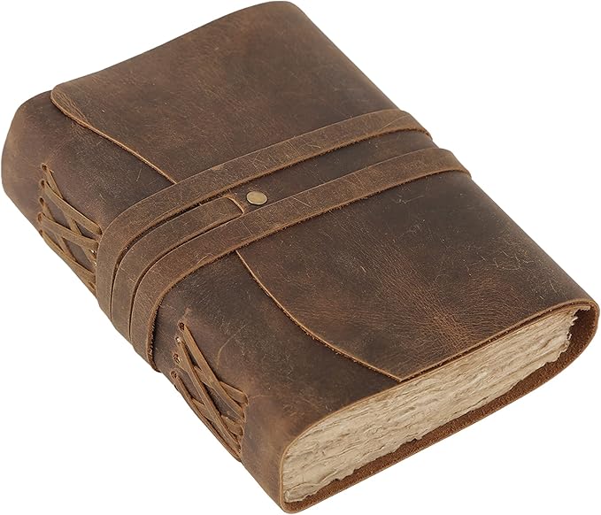 Handmade Leather Journal | Writing Notebook Diary | Bound Daily Notepad For Men & Women Unlined Paper Medium, writing pad for artist, sketch