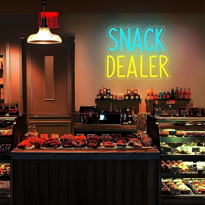 Snack Dealer Neon Sign Snack Bar Led Neon Sign for Wall Decor Dimmable Snacks Neon Light USB Powered Snacks Neon Light Sign for Party Decor