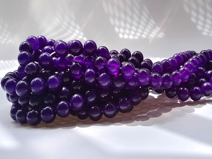 Stone Beads 6mm 140pcs Dark Purple Chalcedony Beads Round Loose Gemstones Beads for Bracelet Necklace Jewelry Making (6mm, 60633 Dark Purple Chalcedony)