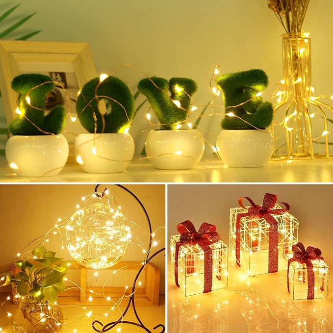 kolpop 30 Pack LED Fairy Lights Battery Operated, 7FT 20 LED Mini Twinkle String Lights Battery Powered Waterproof for Christmas Mason Jars Party (Cool&Warm)