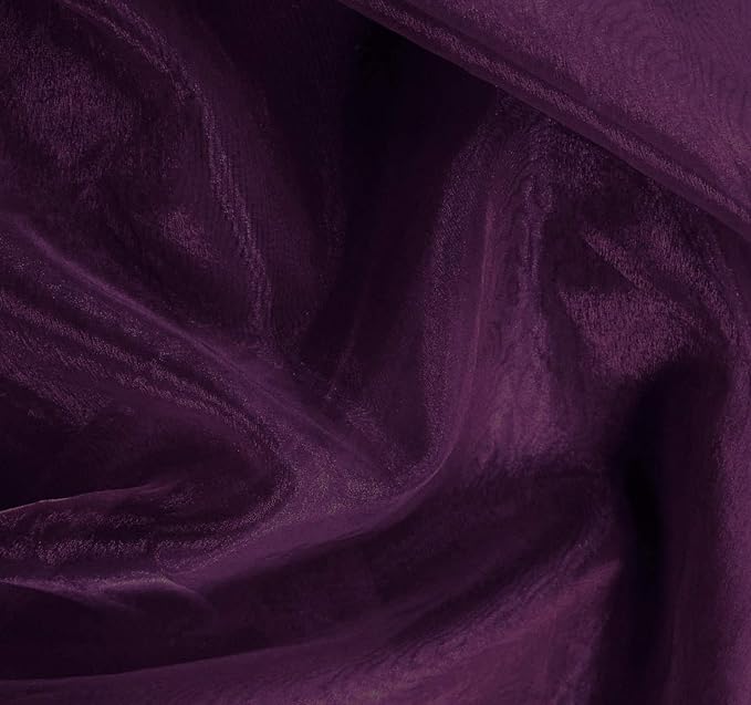 VDS Dark PurpleOrganza Fabric, 50 Yards Continuous, 45” Wide, Wedding Party Decoration Iridescent Crystal Sheer Shiny Organza Tulle Bridal Dress DIY Crafts Costume Sewing Backdrop Arch Cloth