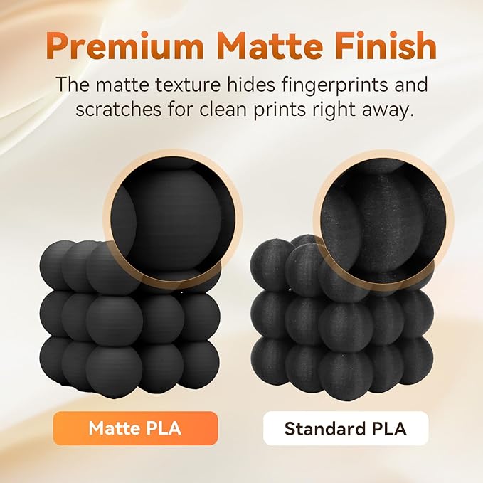 FLASHFORGE PLA Filament 1.75mm +/- 0.02mm, Matte Black 3D Printer Filament 1kg (2.2lbs) Spool, Excellent Printing Performance, Easy to Use for Most FDM 3D Printers