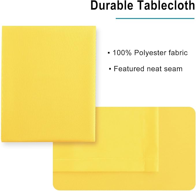 Hiasan Waterproof Tablecloth Rectangle - Washable Fabric Table Cloth for Dining Room Kitchen Birthday Party and Outdoor Use, Yellow, 54 x 80 Inch
