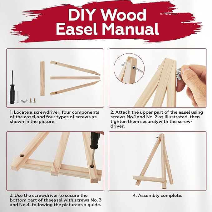10 Pack 9 Inch Wooden Easel Stand, Portable A-Frame Tabletop Display Easel for Painting, Canvas, Signs,Photos, Art Easel for Kids, Students, Beginners（Need Assemble）