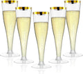40 Pack Champagne Flutes Plastic Wine Glasses Disposable, 4.5 Oz Gold Rim Mimosa Glasses for 2025 Wedding Birthday Party Supplies, Bulk Toasting Cocktail Cups