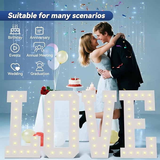 4FT Marquee Light Up Letters - Large Marquee Letters 4 Feet Tall for Birthday Party Decorations, Big Letter for Wedding Event Marry Me Baby Shower Bridal Shower, Letter K