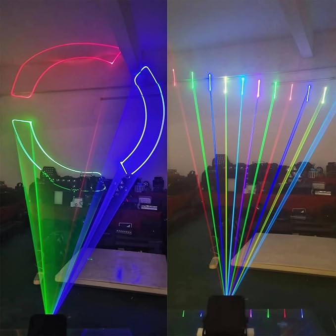 JUNMAN 2W 2000mw RGB Full Color Animation Stage Effect Light DJ Disco Stage Beam Lights for Party Wedding Event Lighting Show