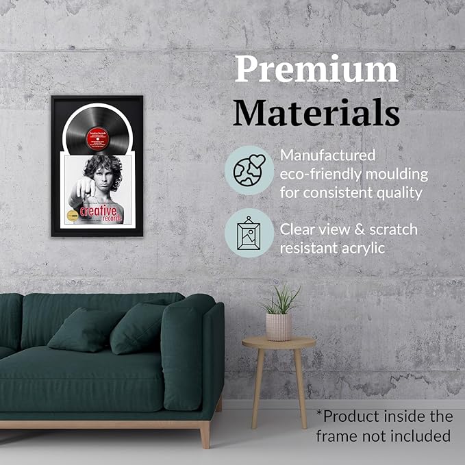Creative Picture Frames 16" x 24" Jukebox Vinyl Frame Display with Double Black-White Matting, LP Record Album Frame for Wall Decor, Black/White, 1 Count