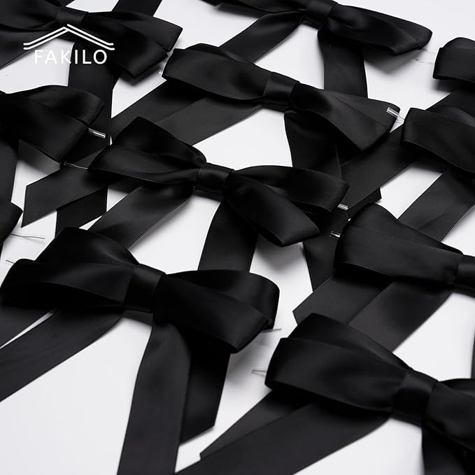 Black Bows for Gift Wrapping, 5'' X 7'' Large Satin Gift Bows for Birthday, Wedding, Party, 30 Pcs