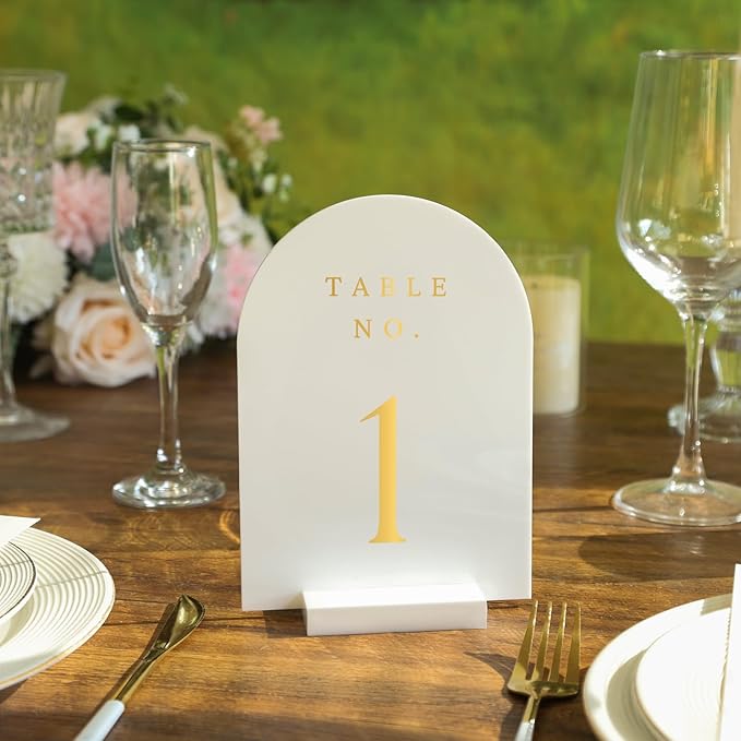 UNIQOOO 20 Pcs Acrylic 5x7 White Arch Table Sign for Wedding, 1/8 in Thick, DIY Blank Arch Sign Sheet Perfect for Decoration, Party,Anniversary, Event, Base NOT Included