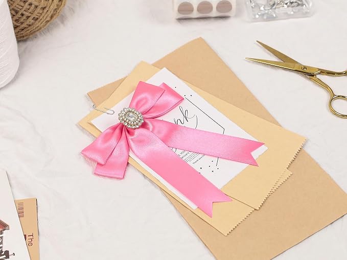 Hot Pink Satin Ribbon 1 inch X Continuous 50 Yards, Single Face Polyester Ribbon Perfect for Gift Wrapping, Flower Bouquet, Wedding Decor, Crafts, Bow Making, Sewing and More
