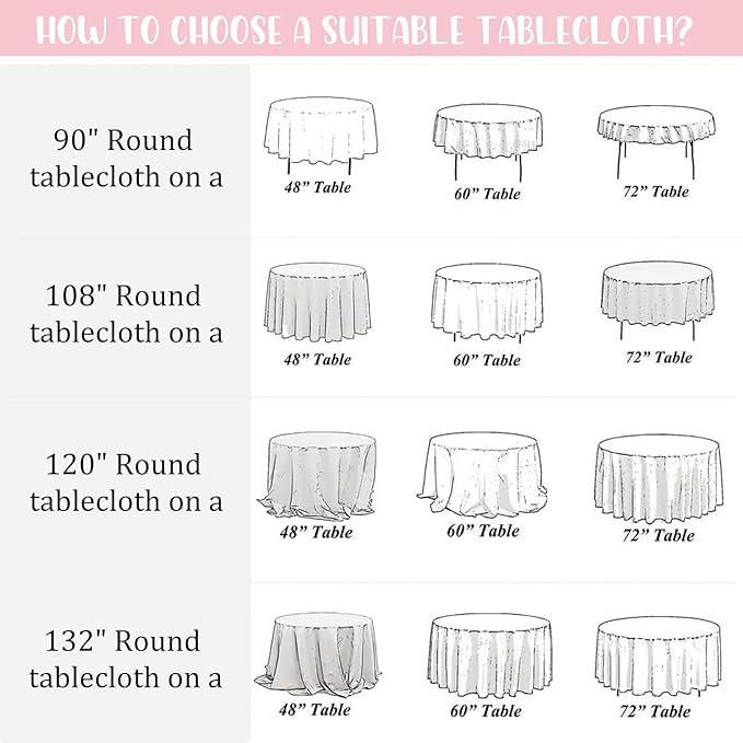 8 Pack Premium Pink Tablecloth - 108 Inch Round Table Covers - Washable Polyester Fabric - Wedding Party Reception Banquet Buffet Restaurant