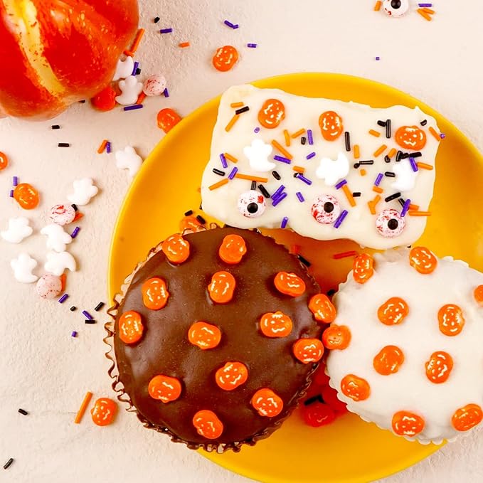Edible Pumpkin Sprinkles for Cake Decorating, Halloween Orange Sugar Sprinkles, 150g/5.29oz, Perfect for Cake Decoration, Cupcake Decorations Ice Cream Toppings