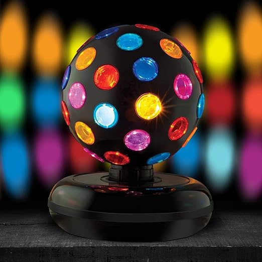 Kicko Spinning Disco Ball - 11-Inch Disco Ball Decor with Party Lights 360 Degree Rotating Neon LED Light for Kids and Adults - Colorful Flashing for 80s Party and Events