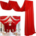 FUHSY Red Ceiling Drapes for Wedding Ceiling Drapes 5x20 FT 4 Panels Ceiling Draping Fabric Wedding Arch Drapery Fabric Sheer Backdrop Curtain Voile Drapes for Ceremony Outdoor Ceiling Decorations