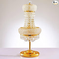 6-Lights Golden Finish Classic Empire Style K9 Crystal Ball Bedside Desk Table Lamp Night Light Fixture for Living Room Dining Room Bedroom Office Home Table Decoration (W 10 × H 22 inch)