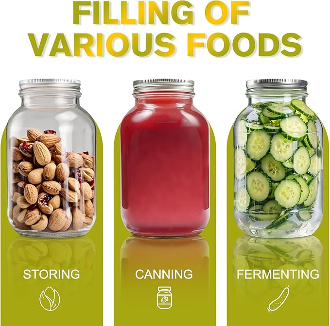 Glass Mason Jars, 4 Pack 8.5oz Clear Glass Regular Mouth Canning Jars with Lids for Sealing, Ideal for Food Storage, Snacks, Candies, Jam, Honey, Wedding Favors, Shower Favors, DIY Projects