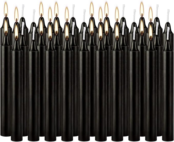 Set of 40 Black Candles – Spell Chime Candles for Halloween, Rituals, Prayer, Birthdays, Meditation, Altar - 4 Inch Tall, Unscented