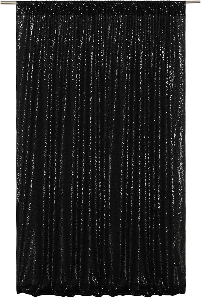 Poise3EHome 2 Panels 4x8ft Black Sequin Backdrop,Upgrade Shimmer Backdrop for Wedding Decor,Party Photo Booths,Event Decorations