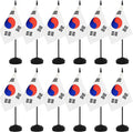 12 Pack Korea Desk Flags, Korean Desktop Flag, Small Miniature Office Flags with 12" Black Pole and Black Base, Offices, Classroom, Home, Festival Decoration (Korea)